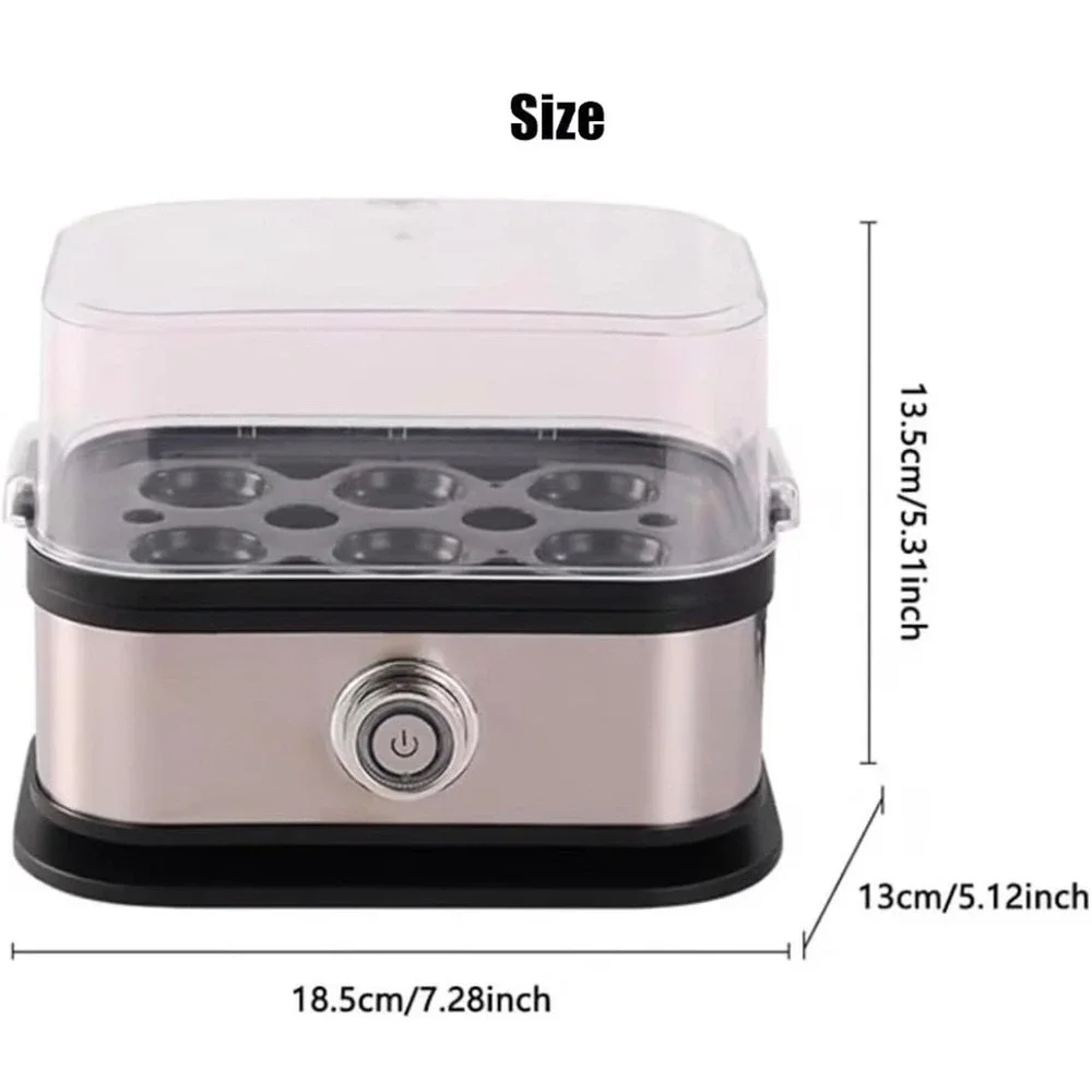 Electric Egg Cooker Rapid 6 Egg Capacity Steamer 200W 110V Stainless Steel Black